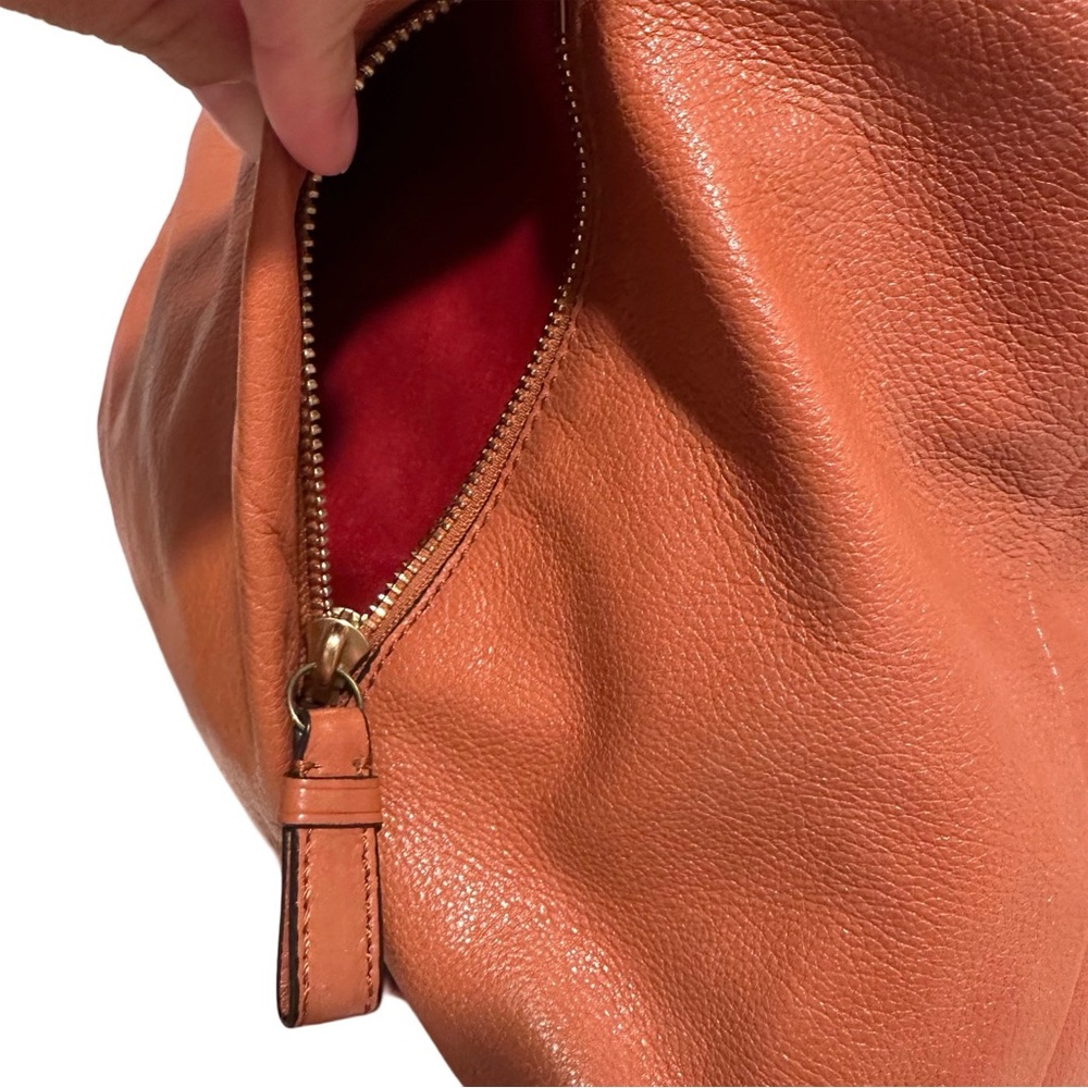 Coach Madison Isabelle Pebble Leather Hobo Bag Cognac/Saddle/Orange Shoulder Bag - Picture 8 of 16